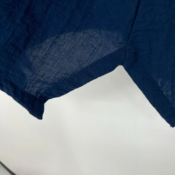 Lulu-B Tunic Tank Top Womens 1X Navy Blue Shark Bite Slit Hem V Neck Sleeveless - Picture 6 of 8